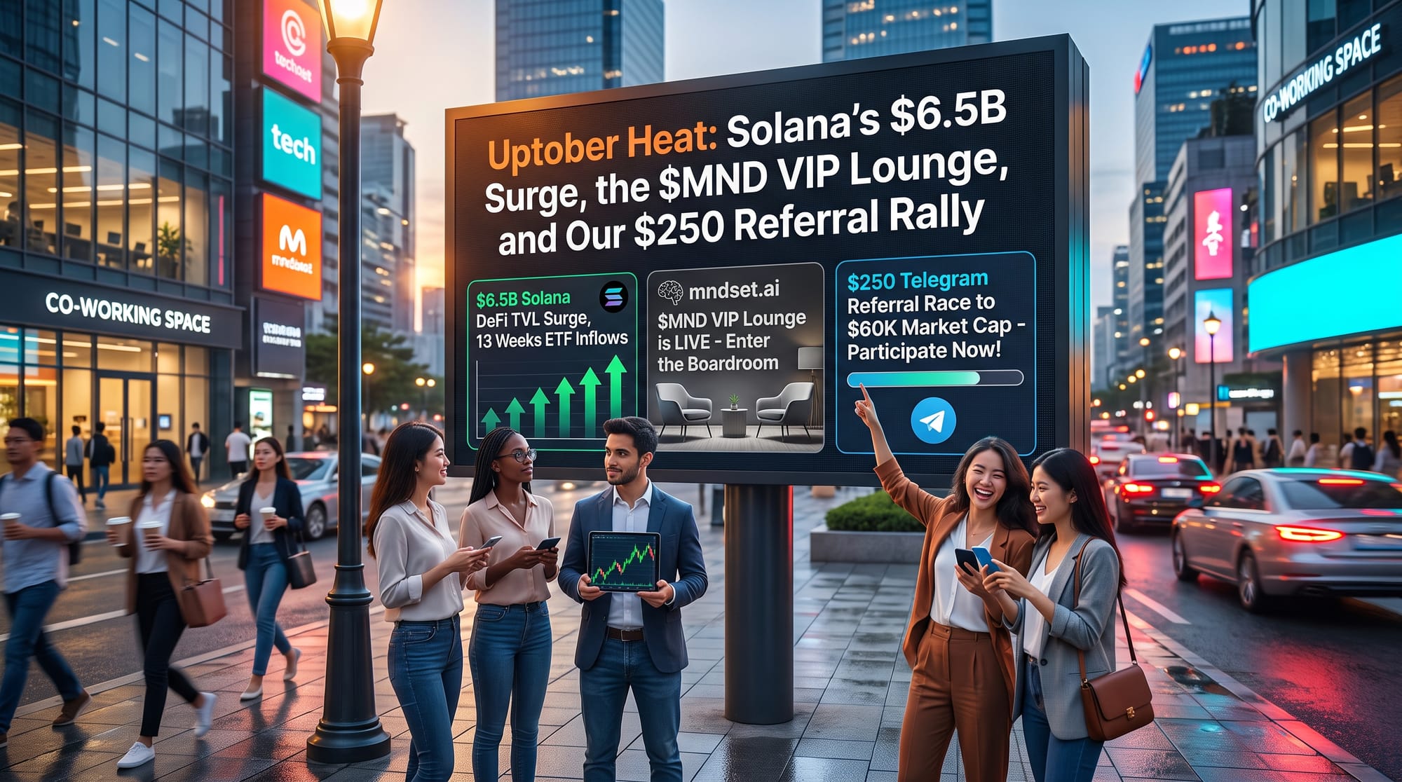 Uptober Heat: Solana's $6.5B Surge, the $MND VIP Lounge, and Our $250 Referral Rally